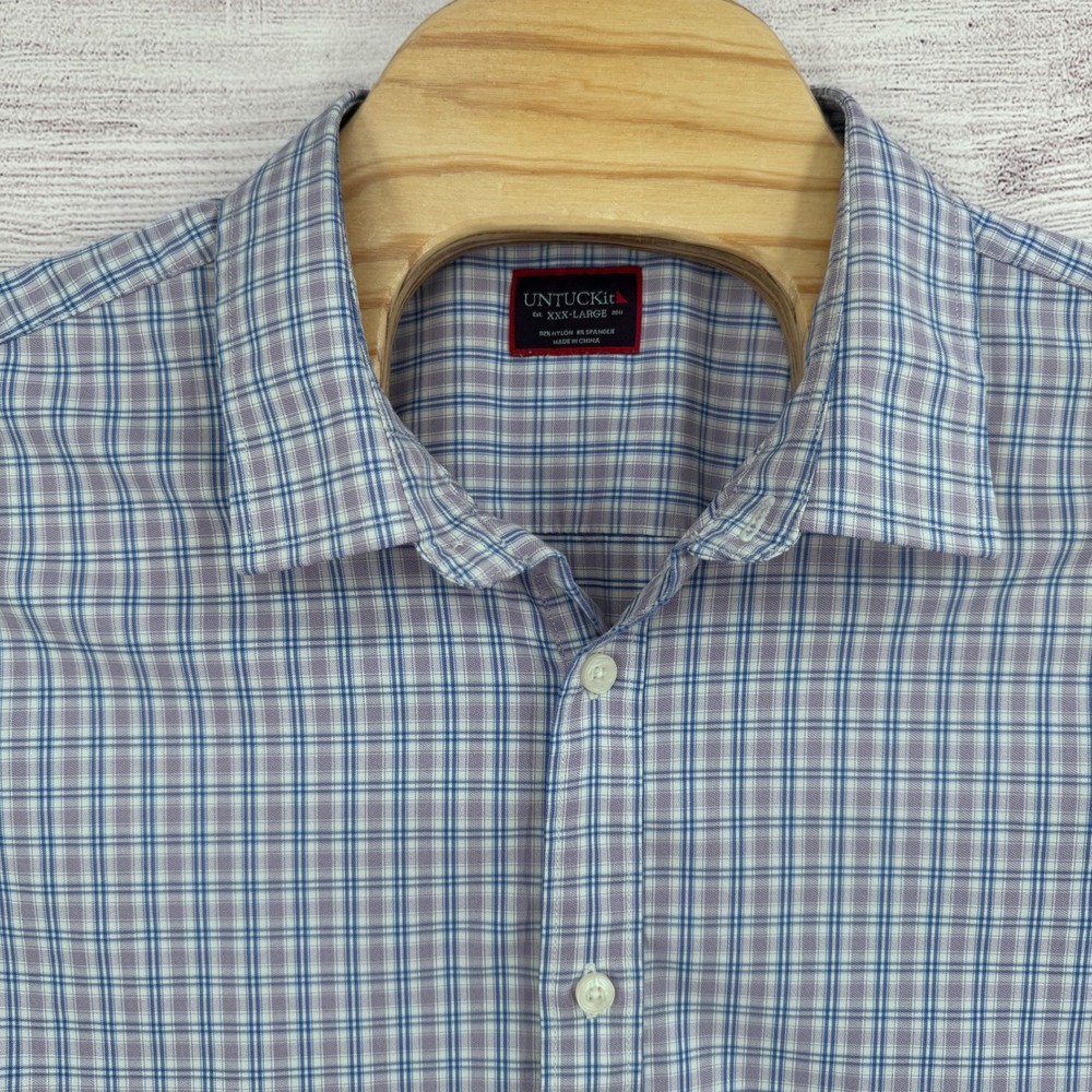 UNTUCKit Shirt 3XL Plaid Wrinkle-Free Stretch‎ Button Down Performance